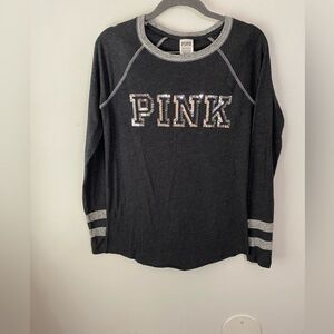 Victoria's Secret PINK Black and Gray Jersey Shirt  Size XS